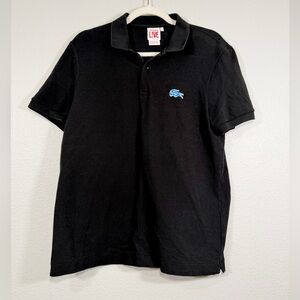 Lacoste Live Polo Shirt Short Sleeve Black with Blue Logo Embroidered Men Small